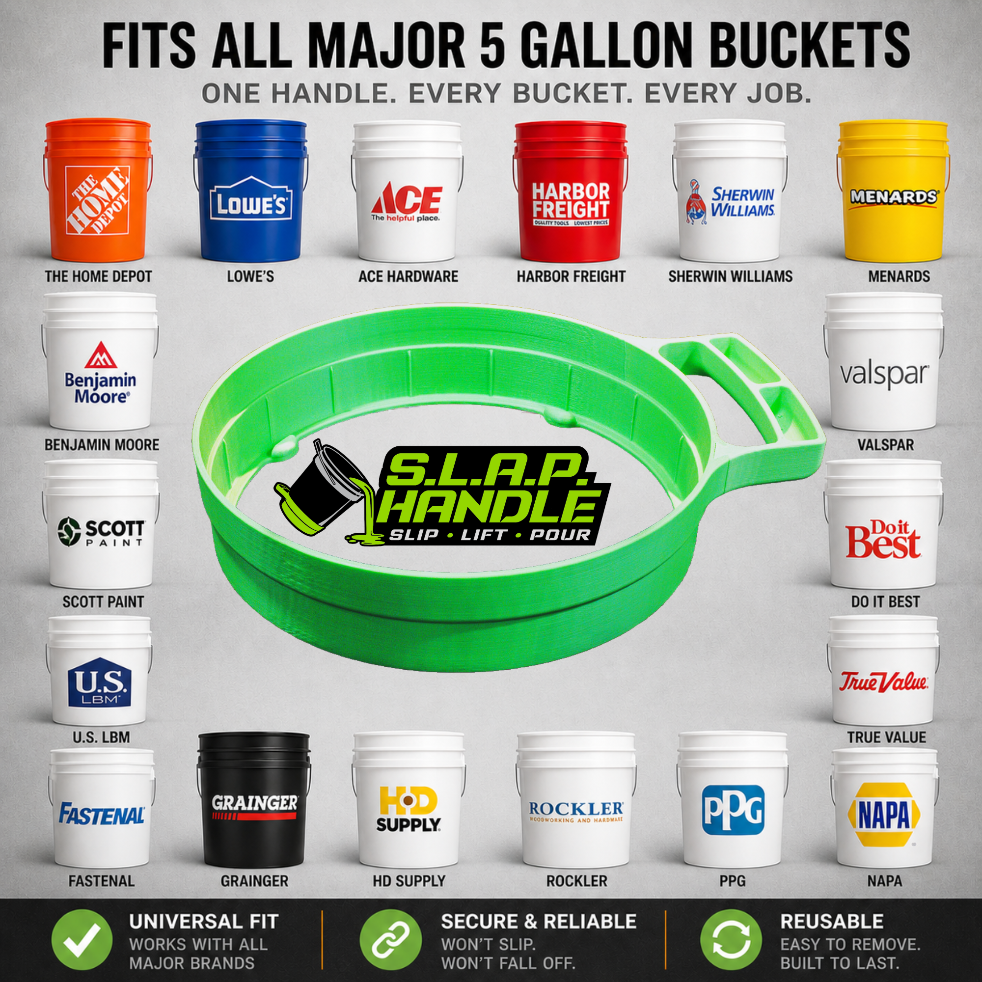 S.L.A.P Handle™ – 5 Gallon Bucket Handle for Easy, Pain-Free Pouring